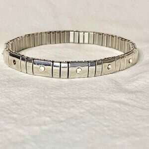 Nomination Style Italian Charm Bracelet Stainless Steel Rhinestone Link Stretch
